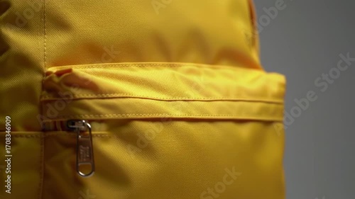 Yellow Backpack Close-Up on Texture & Details
