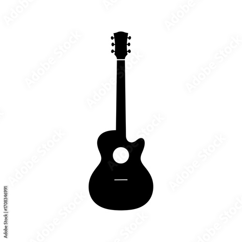 Black Silhouette of an Acoustic Guitar
