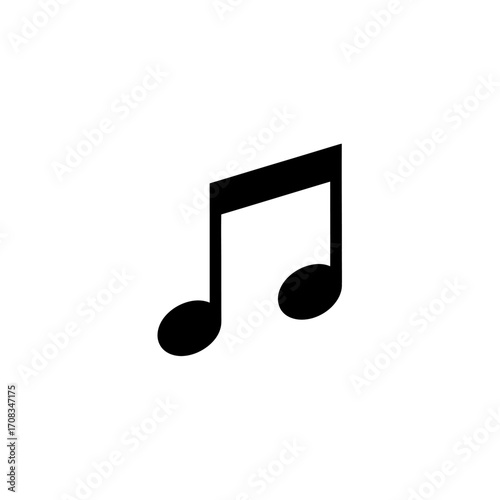 Eighth Note Musical Symbol, Black Silhouette Icon