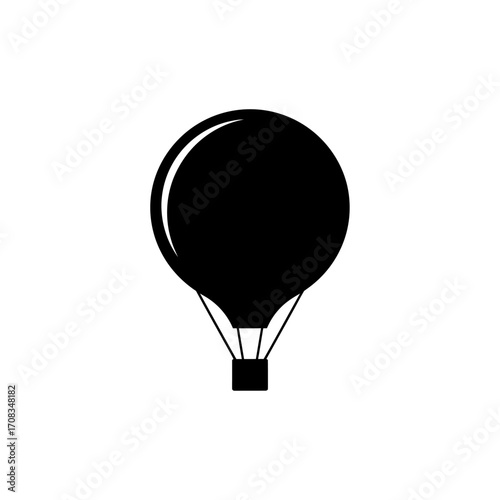 Simple Black Silhouette Hot Air Balloon Icon