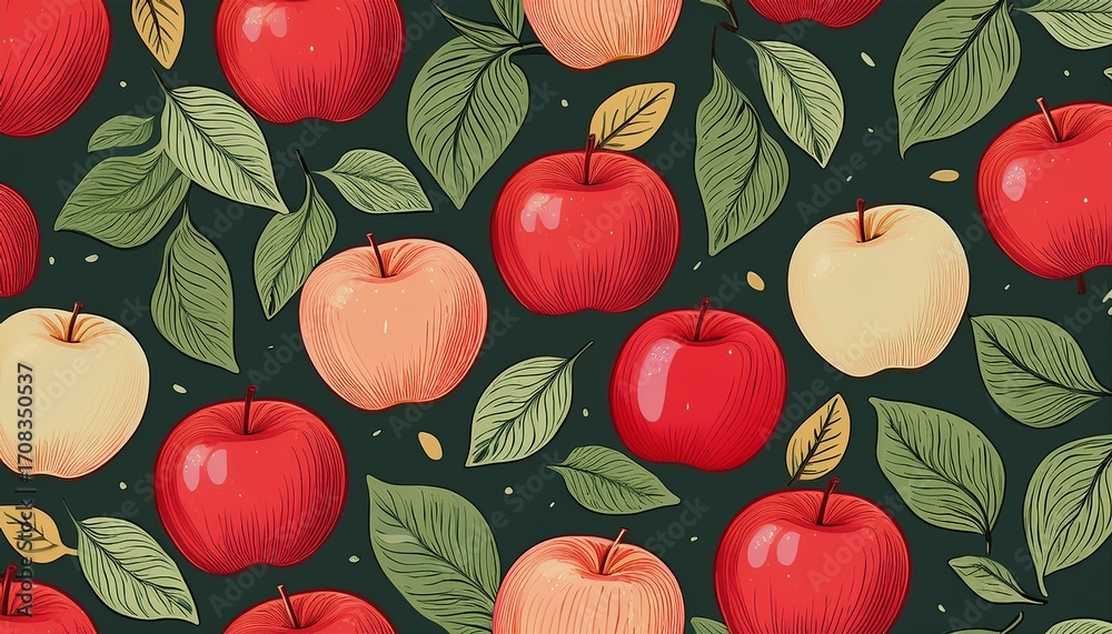 fruit pattern seamless pattern of apple and leaves vintage botanical fruit pattern seamless pattern of apple and leaves vintage botanical