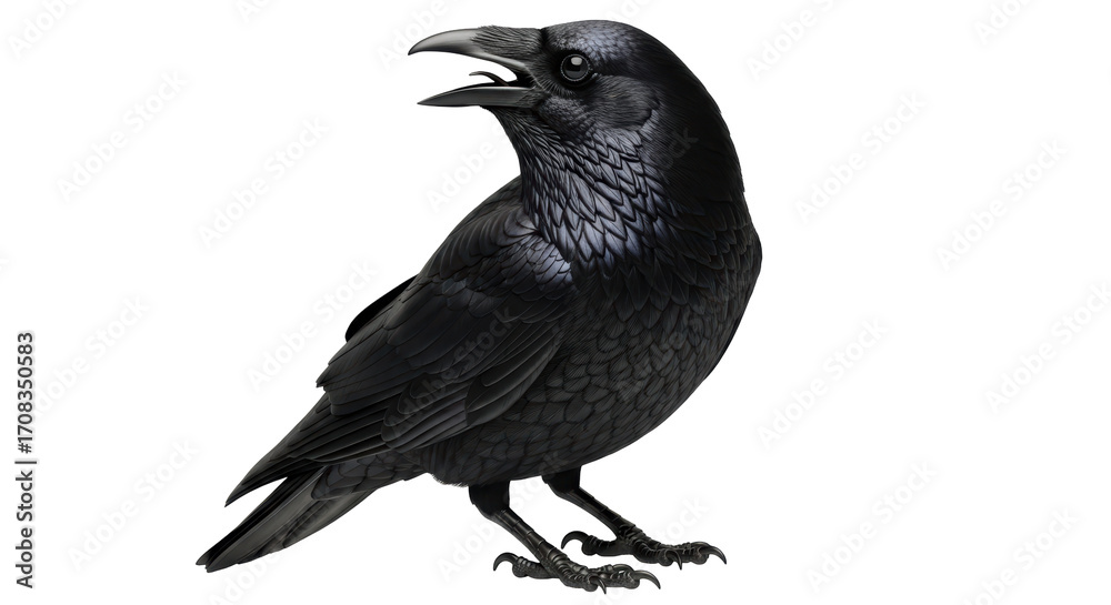 Naklejka premium Isolated Raven crow standing