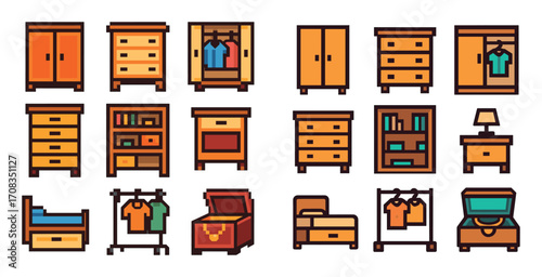 Colorful Bedroom Storage Icons