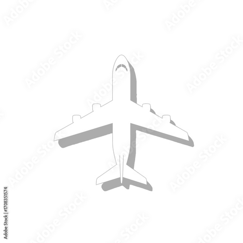 Gray Airplane Icon Silhouette Top View
