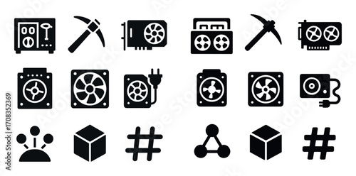 Cryptocurrency Mining Icons