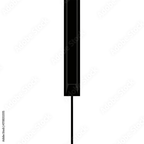 Black Piano Key with Stem Isolated on White
