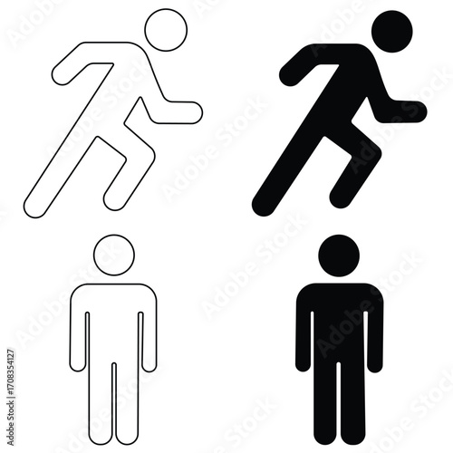 Walking person icon – human figure silhouette symbol for app, website, infographic.