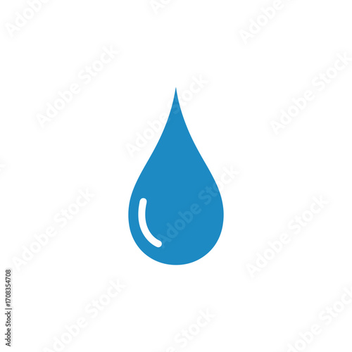 Simple Blue Water Drop Icon with Reflection Detail