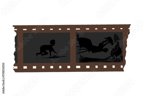 negative film roll sheet with photos of mother and baby