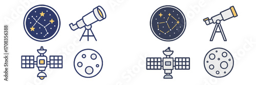 Discovering celestial wonders through telescopes and satellites in a night sky observation setting