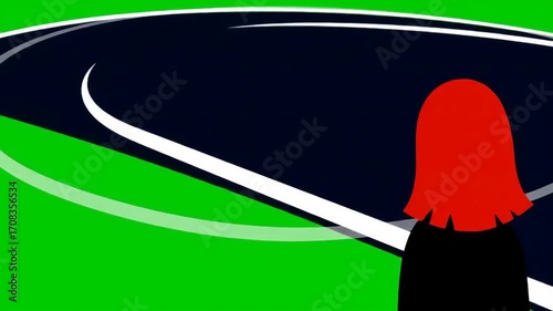 Abstract Illustration with Green, Black, and Red Shapes