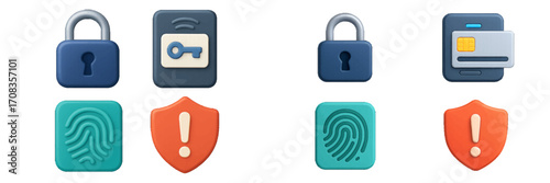 Digital security icons representing various aspects of online protection and data privacy in modern technology