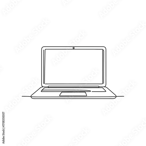 Minimalist Laptop Illustration in Continuous Line Style