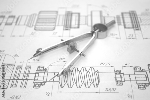 Engineering industrial background. Technical drawing .Technology banner.