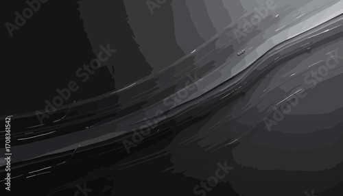 Abstract dark background with gray waves creates striking visual interest. Dark background reveals subtle gradients and textures, adding depth.