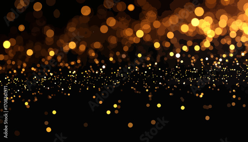 Gold glitter background, shimmering golden particles, creating magical effect. Gold glitter is perfect as festive decor and adds sophistication. Create a gold glitter invitation, banner,