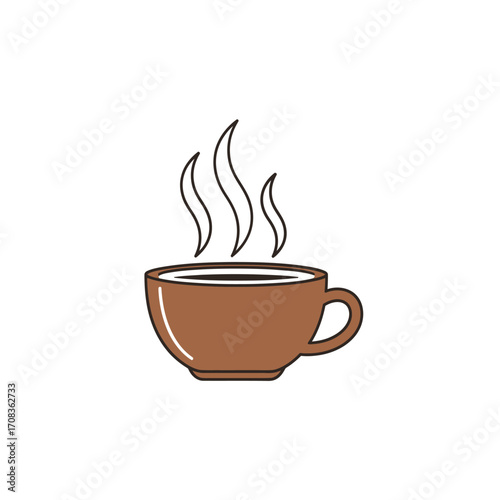 Brown Coffee Cup with Steam Illustration