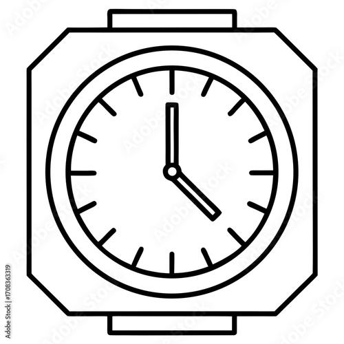 Digital Clock line art vector