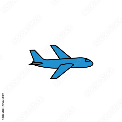 Simple Blue Airplane Icon Outline