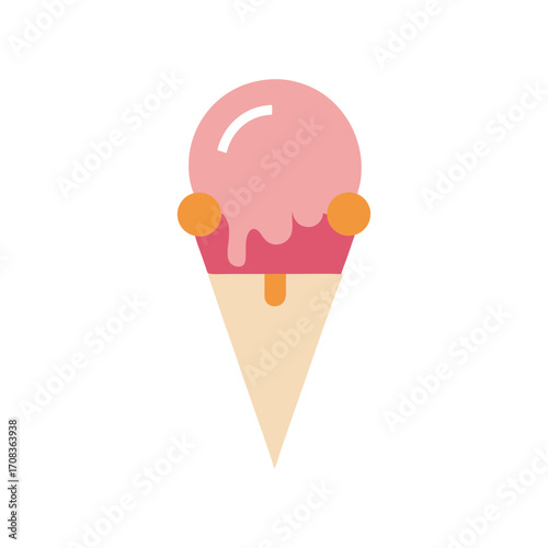 ice cream cone with melting scoop summer icon vector art