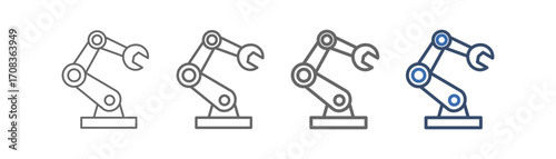 
outline icon set robotic with robot hand design and pass key