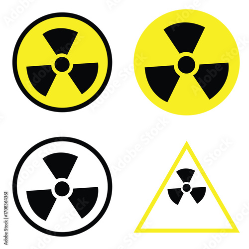 Radioactive Hazard Vector Icons Collection for Safety Signs.