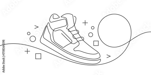 Sports shoes . Sneakers .Shoe advertising .Hand drawn. Vector illustration .