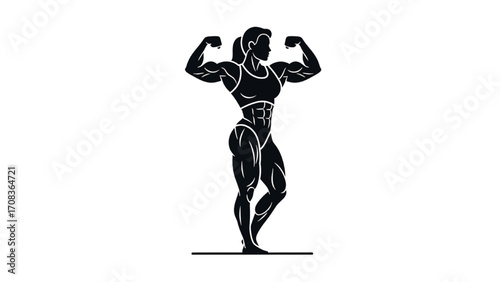 Vector Illustration of Bodybuilder Woman Silhouette AI EPS PNG