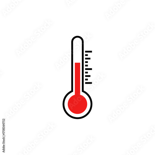 Simple Thermometer Icon with Red Mercury Column