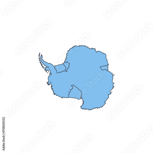 Light Blue Antarctica Continent Outline Illustration
