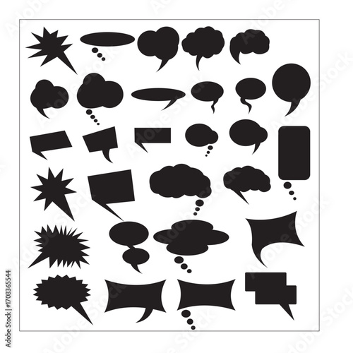 Collection of Various Speech Bubbles and Thought Bubbles.