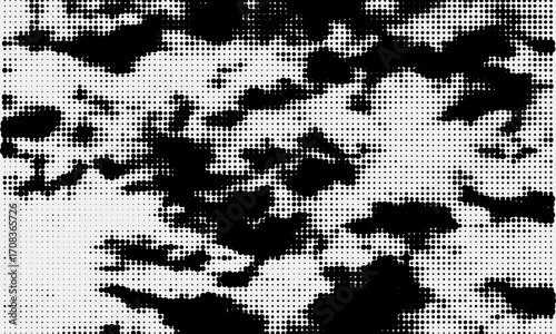 Dot grid pattern vector illustration. Simple black white point background with small and large polka dots. Abstract futuristic dotted mesh with gradient effect. Geometric minimal digital design.