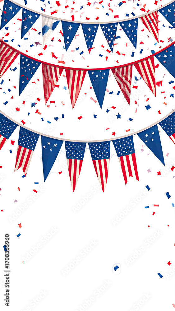 Obraz premium Patriotic silhouette against festive bunting