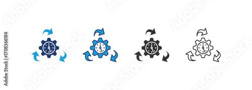 Interative Process Icon Set Multiple Style Collection
