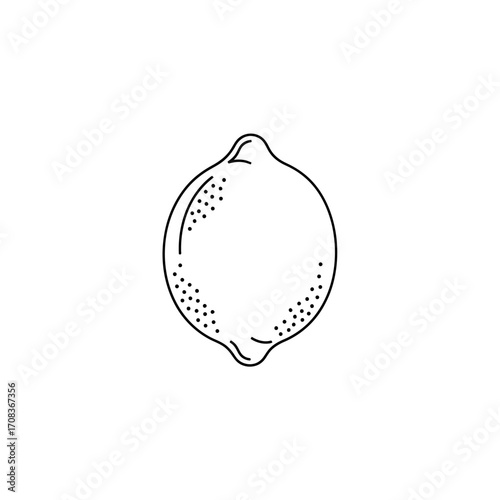 Simple Lemon Outline with Dots, Fresh Citrus Fruit Illustration