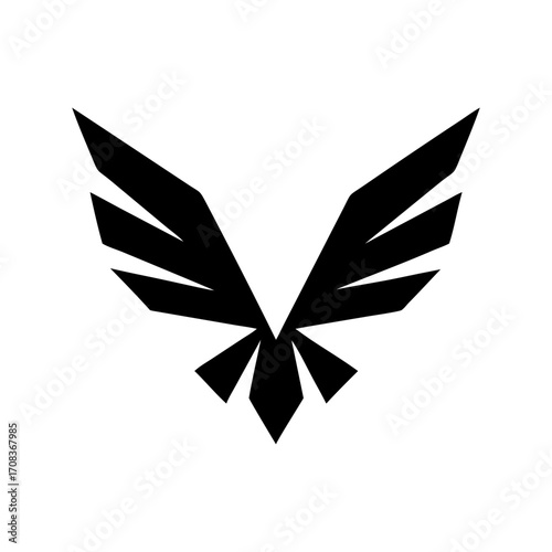 Abstract phoenix bird silhouette logo design in geometric style fiery minimal vector artwork