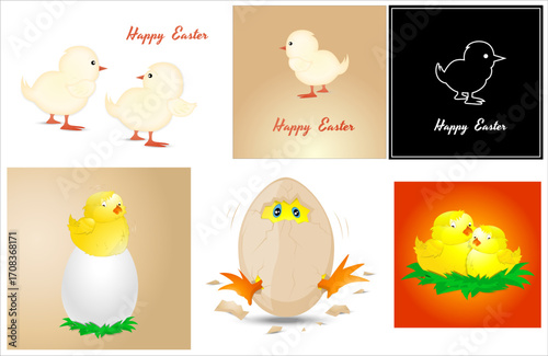 Cute Easter chicks and eggs for holiday celebrations.