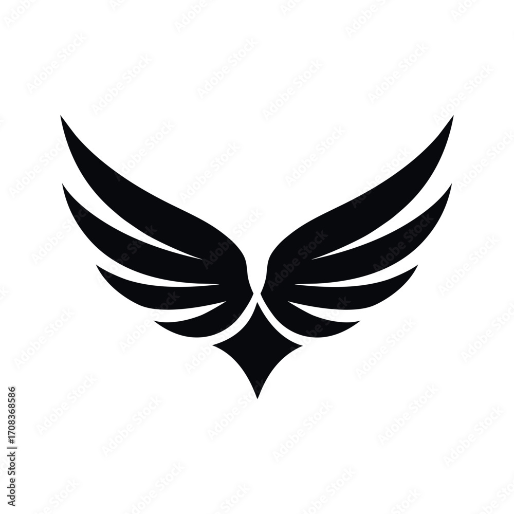 Fototapeta premium Modern eagle wings abstract logo in minimal silhouette style sharp clean vector illustration