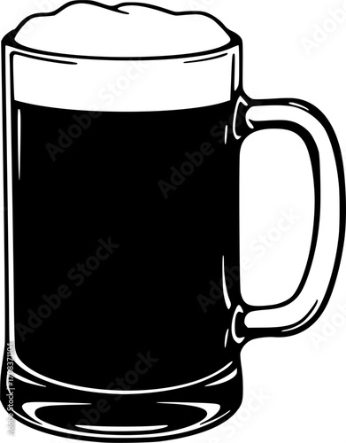 Beer mug full beverage drink alcohol silhouette vector illustration
