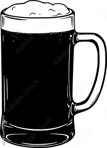 Beer mug full beverage drink alcohol silhouette vector illustration
