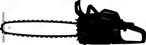 Chainsaw weapon sharp equipment cutting tool danger silhouette vector illustration