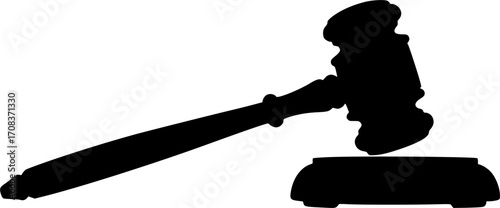Gavel striking sound block legal silhouette vector illustration

