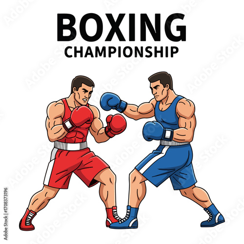 Vector illustration of two professional boxers