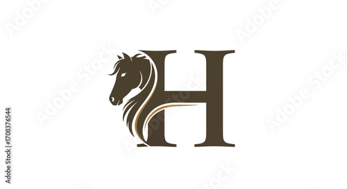 Elegant Horse Head Initial H Logo Design