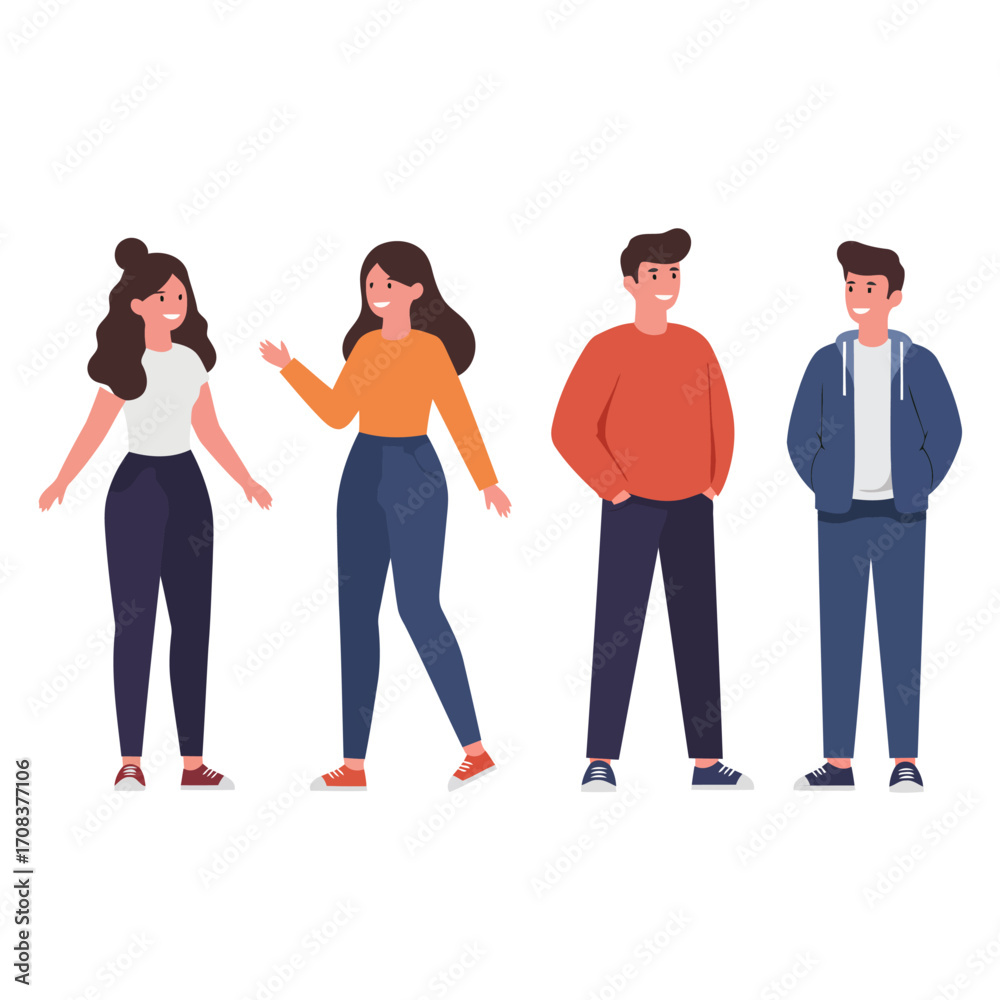 Fototapeta premium Four people standing casual outfit
