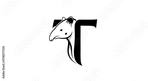 Stylized Black and White Tapir Logo Design