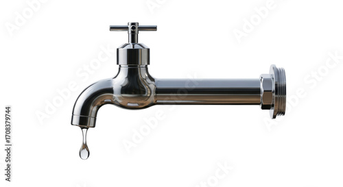 Isolated Water Tap with Dripping Water