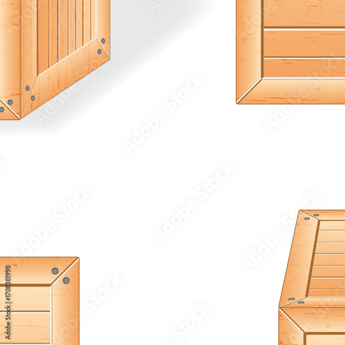 Wooden crate corners detailed view.