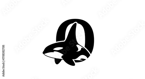 Black and White Orca Whale Logo Design