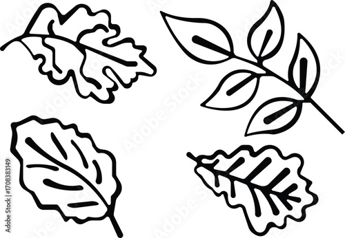 Art & IllustrationLeaves icon set.Environmental Leaves, natural, eco, vegan,vector symbol logo illustration line editable stroke design style isolated on white background and Natural pictogram icon se